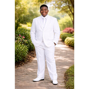 NEW Boys First Holy Communion Suit Size 18H - White 5 Piece w/Garment Bag